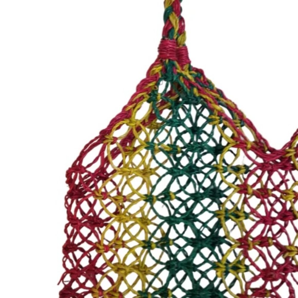 NWOT ♡ Handmade ♡ Multicolor Woven (Hard Straw) Market Tote - Picture 2 of 5